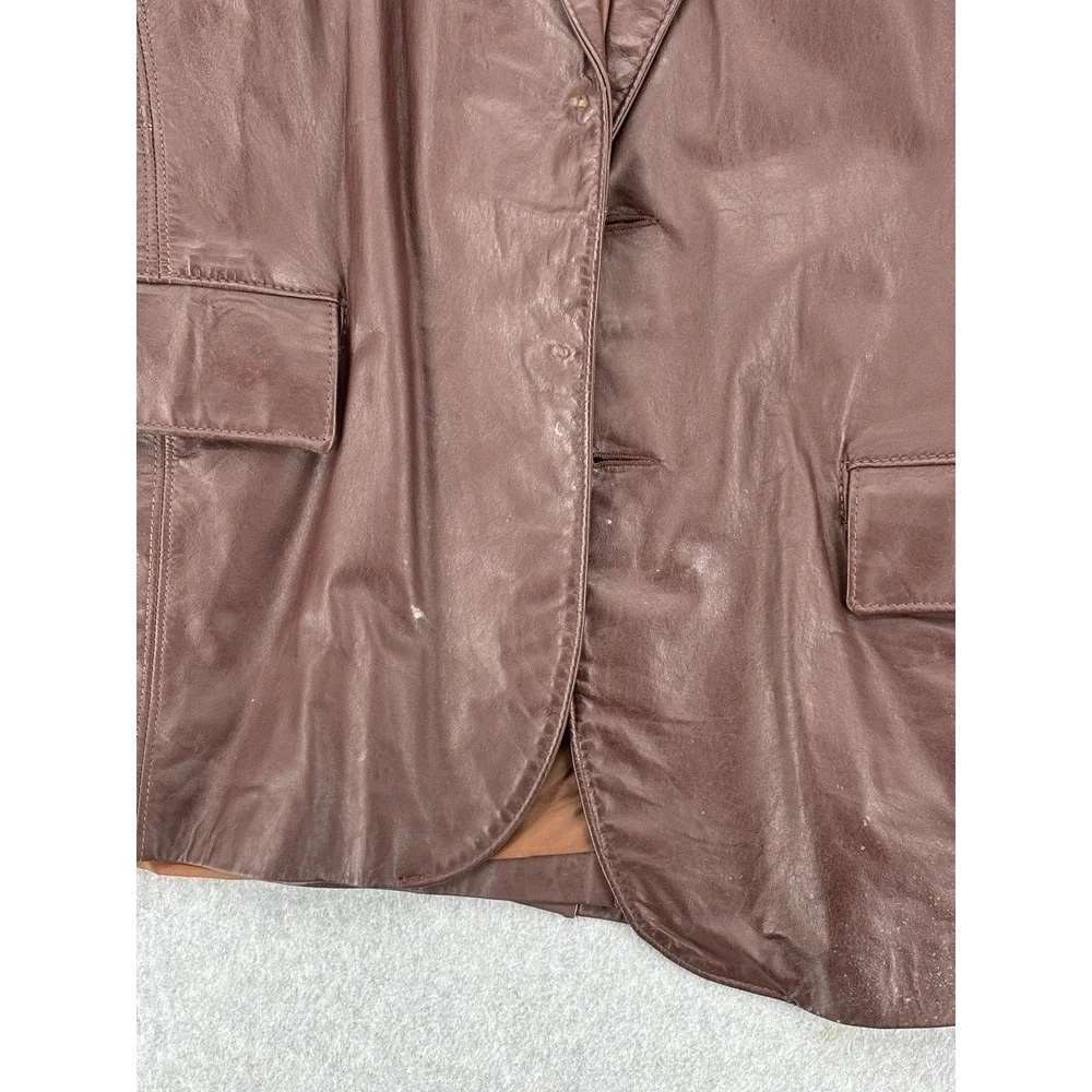 Vintage Sears The Leather Shop Brown Leather Blazer Jacket 46R Men's